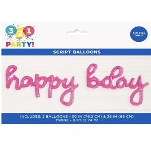 321 Party! Clear Plastic Jelly "Happy Birthday" Balloon Banner 2 Balloon pc Pink